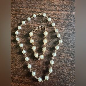 Vintage costume jewelry pearls gold Necklace Sarah Coventry & Bracelet Preowned